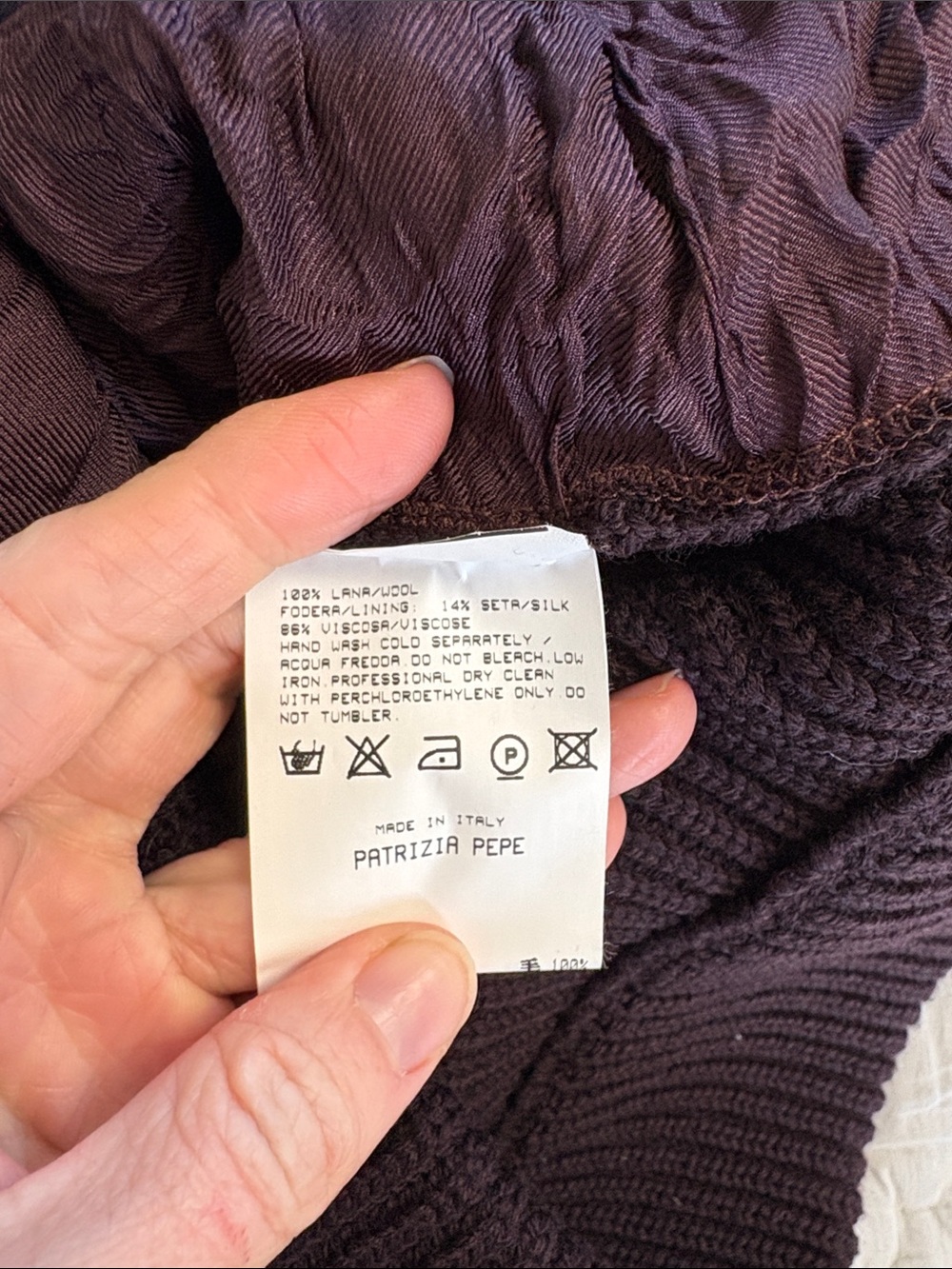 Patrizia Pepe Ribbed Zip-Up Hoodie Sweater - Deep Plum Purple Small Wool & Silk - Picture 7 of 7